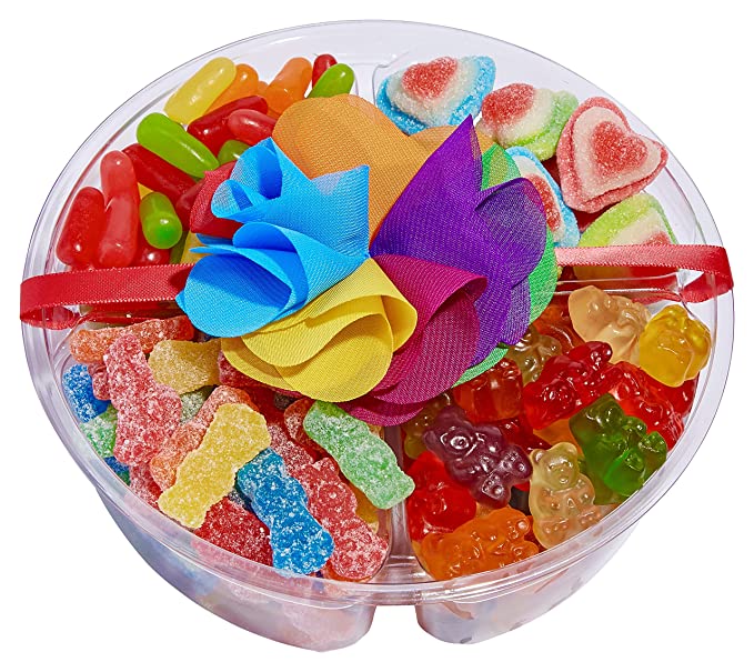 Luxury-Gourmet Rainbow Candy Tray – Candy Care Package Gift Basket 1.5 lbs - 652043465256