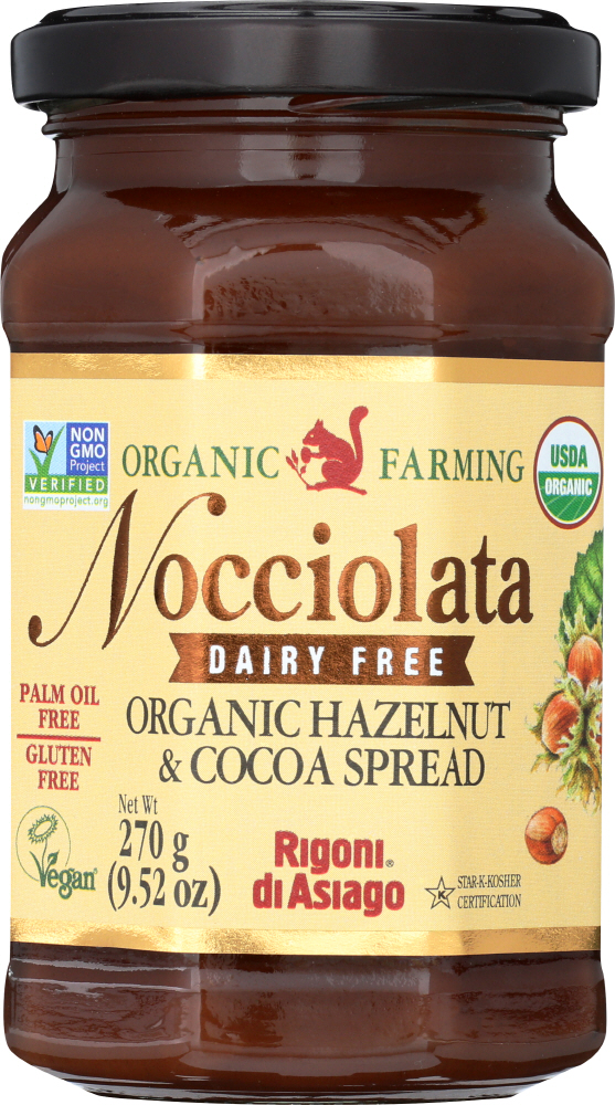 RIGONI: Nocciolata Dairy Free Organic Hazelnut & Cocoa Spread, 9.52 oz - 0652642000216