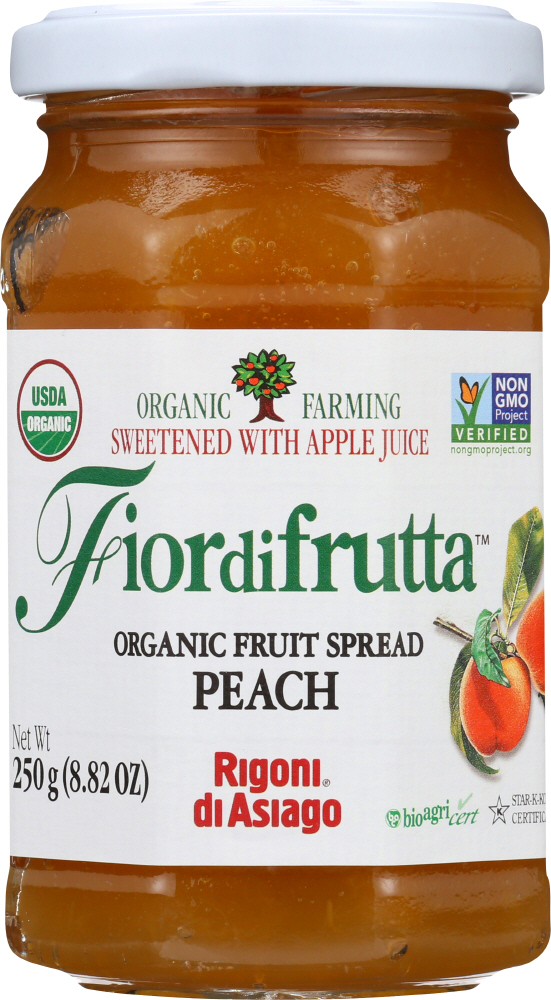 RIGONI: Fiordifrutta Organic Fruit Spread Peach, 8.82 oz - 0652642005105
