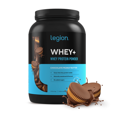 Legion Whey+ Whey Isolate Protein Powder from Grass Fed Cows - Low Carb, Low Calorie, Non-GMO, Lactose Free, Gluten Free, Sugar Free. Great for Weight Loss (Chocolate Peanut Butter, 30 Servings) - 653341673817