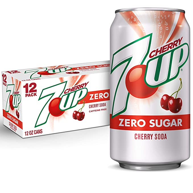  7UP Cherry Zero (Diet) Soda Soft Drink, 12 oz 24 pack cans (Total of 288 FL OZ)  - 654690549747