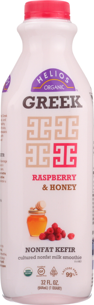HELIOS: Greek Raspberry and Honey Nonfat Kefir, 32 oz - 0654844823280