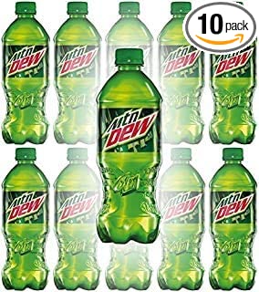  Mountain Dew (MTN) 20 oz Soda Bottles (Pack of 10, Total of 200 FL OZ)  - 655360690714
