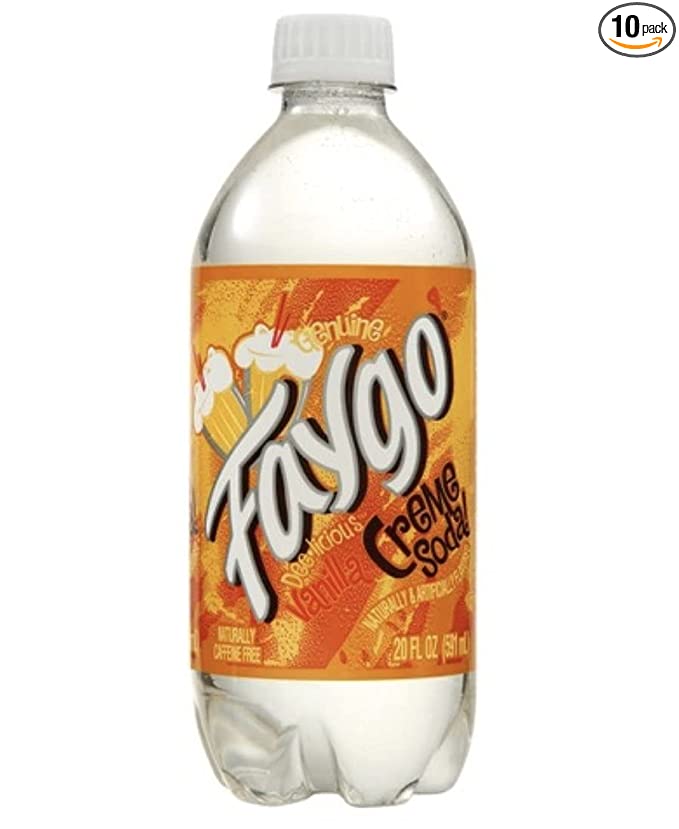 20oz Faygo Creme Soda Soda Pop bottles, Pack of 10 ( Total 200 FL OZ) - 655360765863