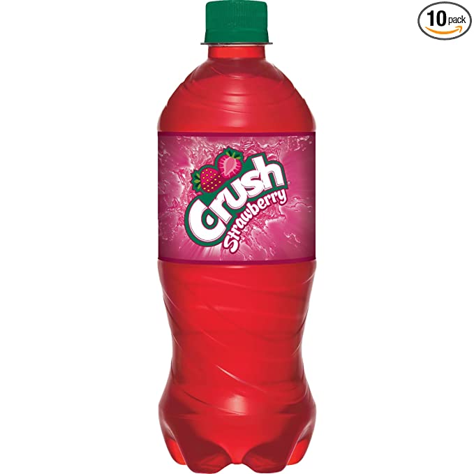 Crush Strawberry Soda 20oz Bottles (Pack of 10, Total of 200 Fl Oz) - 655466589394