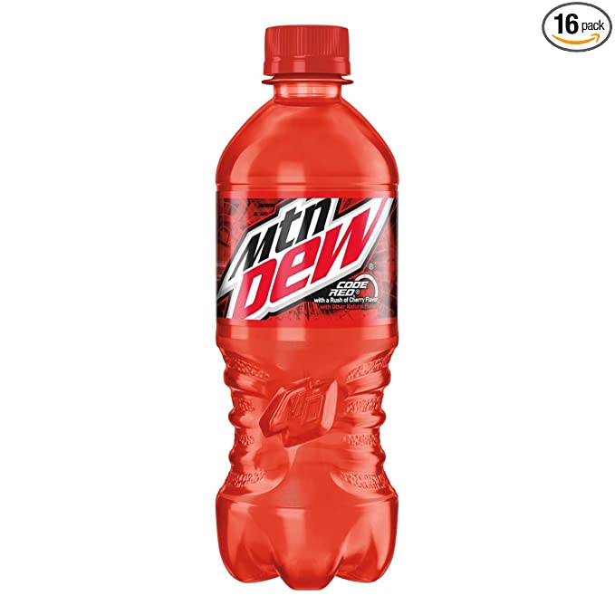 Mountain Dew Code Red Soda 20oz Bottles, 16 Units - 655466882341