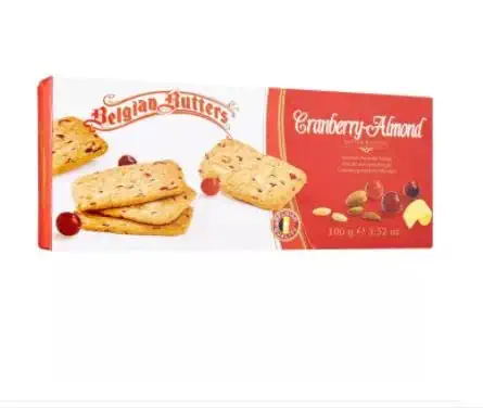 Belgian Butters Almond Thins W/Cranberry Sweet Biscuits 100g - Super great belgian butter cookies made of premium butter, tastefully done from the belgian factory. - 655479306391
