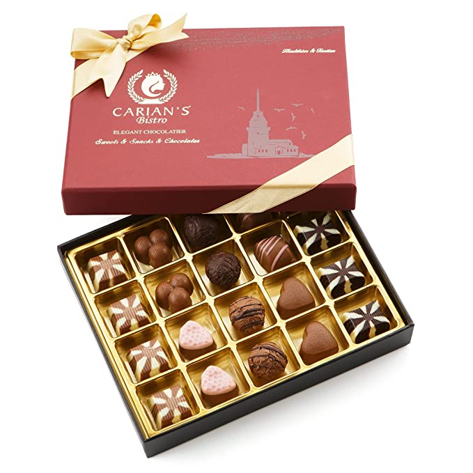 Carian's Bistro Luxury Selection Chocolate Assortment - Chocolate Gift Box of Assorted Belgium Chocolates, Luxury Candy for Chocolate Lovers, Premium Quality Chocolate Gift Basket - 20 Pieces - 655623797006