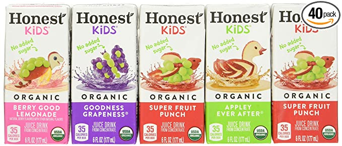  Honest Kids Honest Kids Organic Juice Boxes, 6 Fl Oz, Pack of 40  - 657622011862