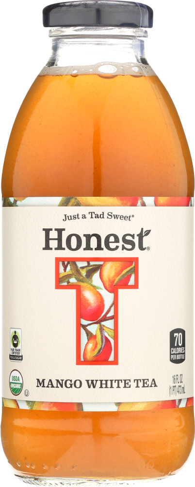 Honest Mango White Tea Glass Bottle, 16 Fl Oz - 00657622611123