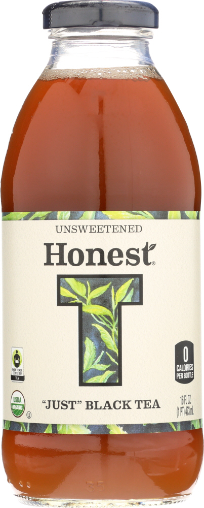 Honest Tea Just Black Glass Bottle, 16 Fl Oz - 00657622714503