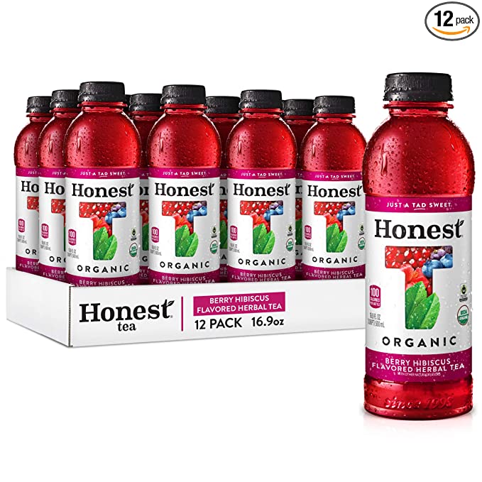  Honest tea Organic Fair Trade Berry Hibiscus Flavored Herbal Tea, 16.9 fl Oz (Pack of 12)  - 657622730909