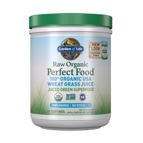 Garden of Life Raw 100% Organic Perfect Food USA Wheat Grass Juice - Green Superfood Powder, 60 Servings - Stevia & Gluten Free, Non-GMO, Vegan, Whole Food Dietary Supplement, 8.46 Oz (B07N5PP4VQ) - 658010124003