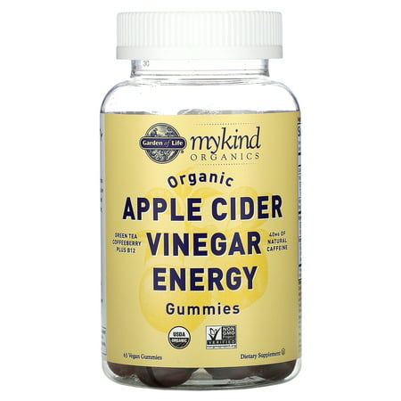 Apple Cider Vinegar Energy Gummies by Garden of Life mykind Organics - USDA Organic ACV Gummy Vitamins for Energy with Vitamin B12, Coffeeberry, Green Tea - 63 Vegan Gummies for Mental Focus, Clarity (B08LRQD6KF) - 658010128629