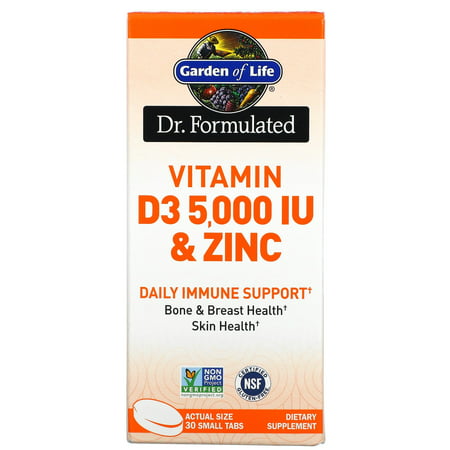 Dr. Formulated Vitamin D3 & Zinc 30 Small Tabs Garden of Life - 658010130530