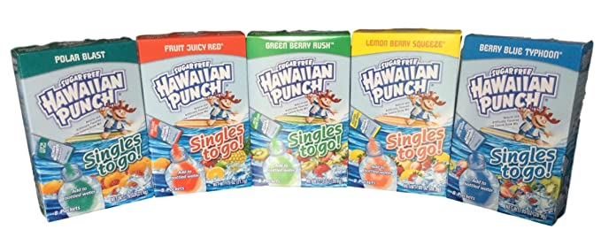  Hawaiian Punch Singles to Go Variety Pack, Sugar Free, 8 ct, 5 boxes  - 658515988513