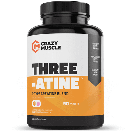 Creatine Pills - 100% Keto Pre Workout to Build Muscle by Crazy Muscle - 90 Tablets - 659153890602