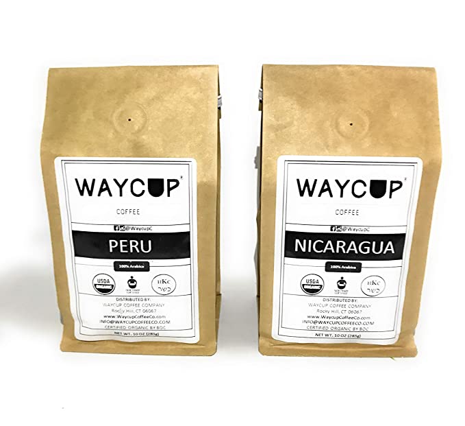Waycup Organic Peru + Nicaragua (Fairtrade) Kosher Coffee, Ground, (OFT Pack, 2 x 10oz bag) - 659499988896