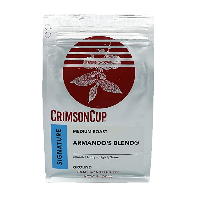  Crimson Cup Coffee & Tea Armando's Blend, Medium Roast Ground Coffee for Cold Brew, Espresso, Drip Coffee and Blended Drinks - 12 Ounce Bag  - 660146115060
