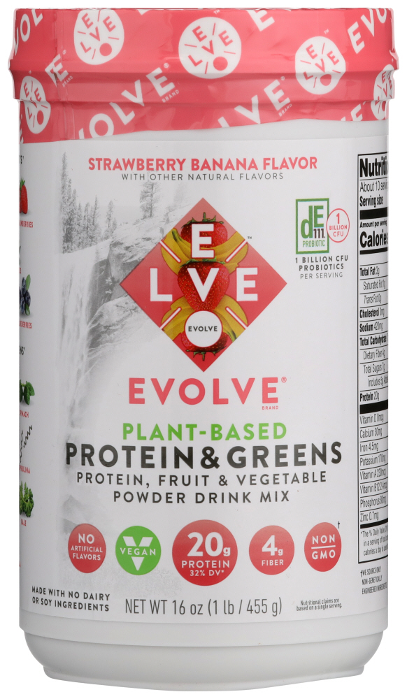 EVOLVE: Strawberry Banana Protein Powder, 1 lb - 0660726003503