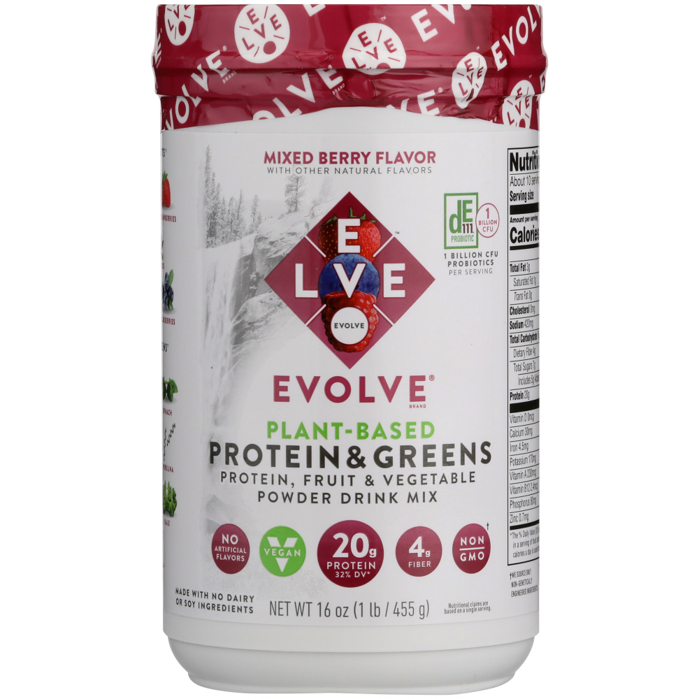 EVOLVE: Protein & Greens Powder Mixed Berry, 1 lb - 0660726003510