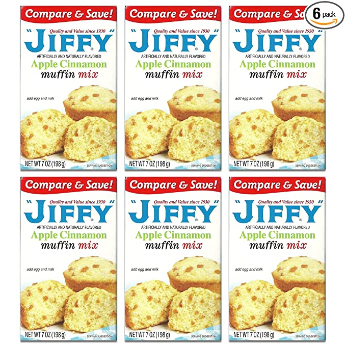 Jiffy Apple Cinnamon Muffin Mix 7-oz Boxes (Pack of 6)  - 662712007489