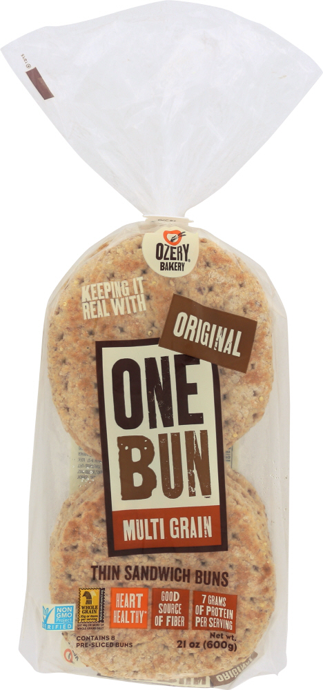 OZERY BAKERY: One Bun Multi Grain Thin Sandwich Buns, 21 oz - 0664164101418