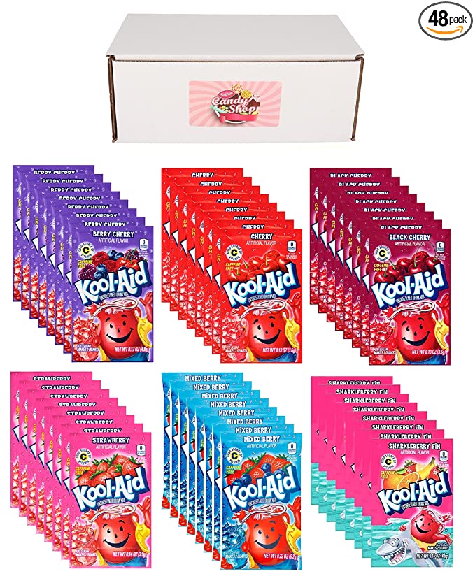  Kool-Aid Drink Mix Packets Variety Pack of 6 Flavors (8 of each flavor, Total of 48)  - 664213696360