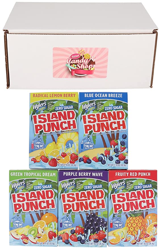 Wyler's Light Island Punch Singles To Go Variety Pack of 5 Flavors (1 box of each flavor, Total of 5) - 664213698159