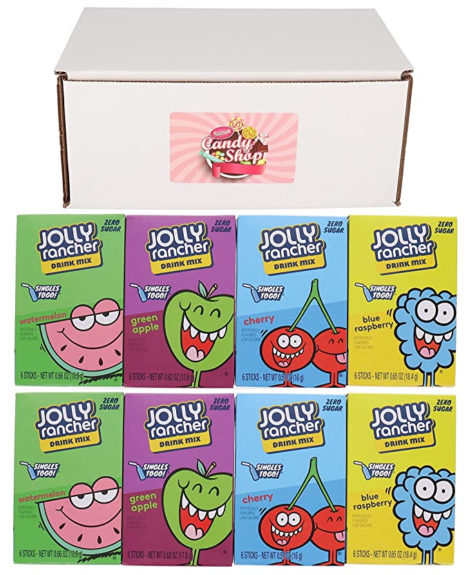  Jolly Rancher Drink Mix Singles To Go Variety Pack of 4 Flavors (2 of each flavor, Total of 8)  - 664213698296