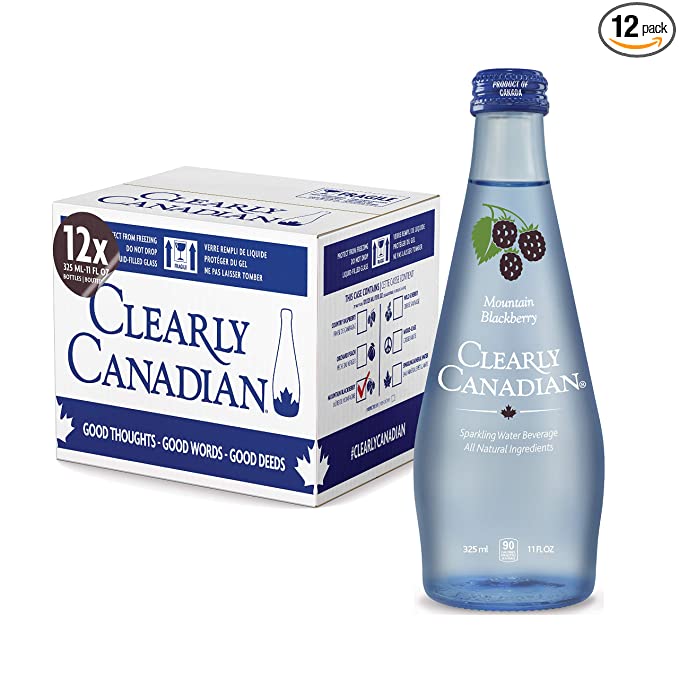  Clearly Canadian Mountain Blackberry Sparkling Spring Water Beverage, Natural & Carbonated, Flavored Seltzer Water, 1 Case (12 Bottles x 325mL)  - 664790000611