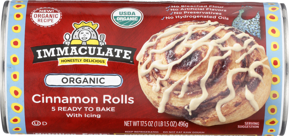 Immaculate Baking Organic Cinnamon Rolls With Icing 5 Count - 00665596013010