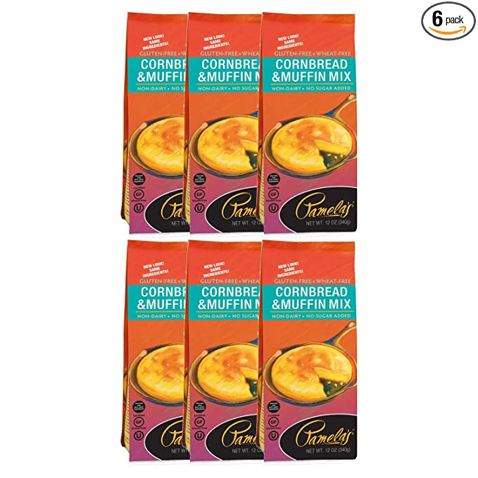 Pamela's Gluten Free Cornbread and Muffin Mix, 12 OZ (Pack of 6) - 665609392743