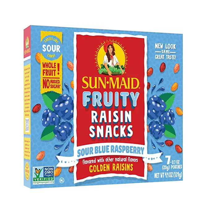  Sun-Maid Blue Raspberry Sour Raisin Snacks, 0.7 OZ, 7 CT (1)  - 665609415473