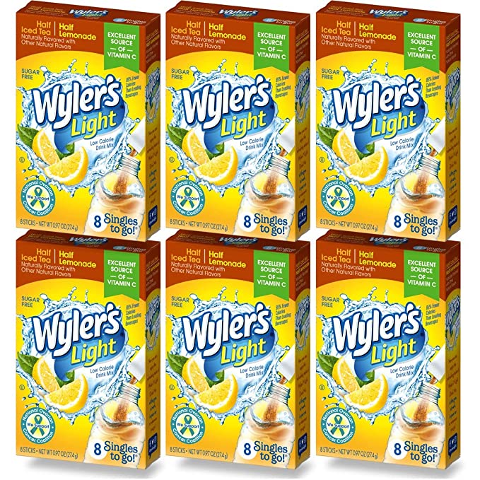  Wyler's Light Singles To Go (6 Pack), Half Iced Tea & Half Lemonade Water Drink Mix, 48 Total Powder Drink Mix Packets  - 665609471417