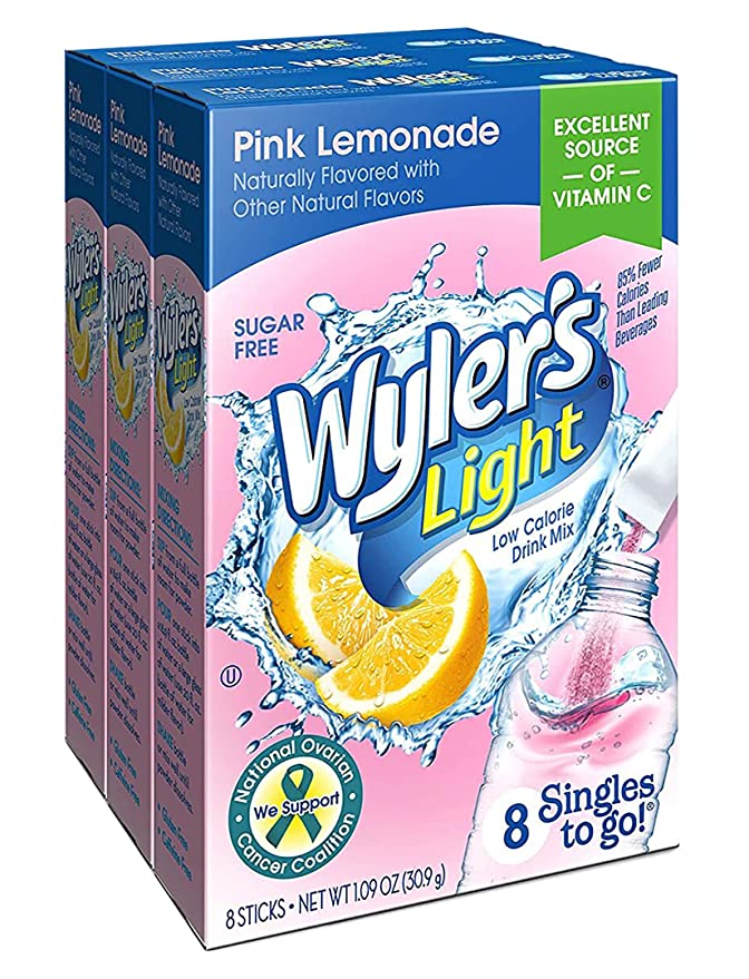  Wyler's Light Singles To Go Powder Packets, Water Drink Mix, Pink Lemonade, 24 Single Servings (Pack of 3)  - 665609471493
