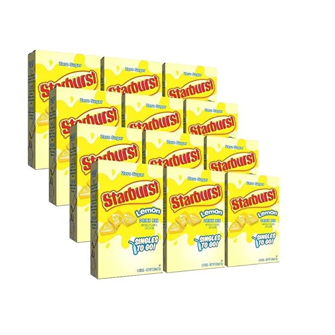  Starburst Singles To Go Zero Sugar Drink Mix, Lemon, 6 CT Per Box (Pack of 12)  - 665609472919