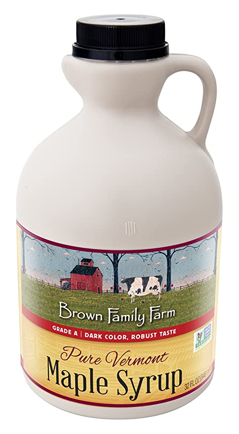 Brown Family Farm Maple Syrup, Pure Vermont Grade A, Dark Color, Robust Taste, 32-Fluid Ounce - 667295130326