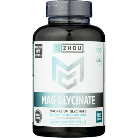 Zhou Magnesium Glycinate Complex 350 mg | Muscle Relaxation & Recovery Healthy Sleep Bone Strength Heart Health Support | Vegan Non-GMO Bioavailable 90 Servings 180 Tablets - 669191235136