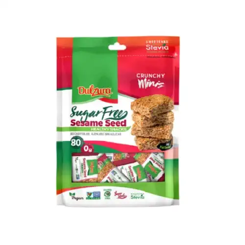 Dulzura Borincana Sesame Seed Healthy Sugar Free Mini Snack Bars, Sweetened with Stevia, 10.72 Ounce (Pack of 1) - 669387007493
