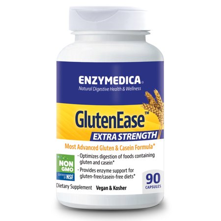 Enzymedica, GlutenEase Extra Strength, Digestive Aid for Gluten and Casein Digestion, Vegan, Non-GMO, 90 Capsules - 670480120125