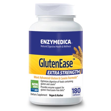 Enzymedica, GlutenEase Extra Strength, Digestive Aid for Gluten and Casein Digestion, Vegan, Non-GMO, 180 Capsules - 670480120132