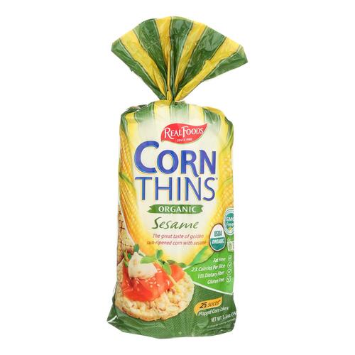 Real Foods Organic Corn Thins - Sesame - Case Of 6 - 5.3 Oz. - 0671959000047