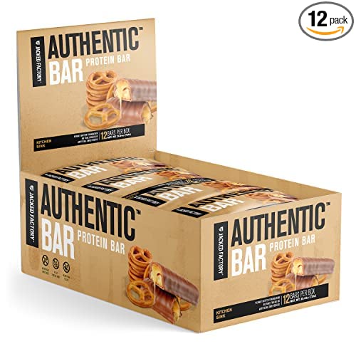  Authentic Bar Kitchen Sink Protein Bars - Tasty Meal Replacement Energy Bars w/ 16g Whey Protein Isolate, Natural Sugars from Pure Honey, Healthy Fat Peanut Butter Foundation - 12 Pack  - 672691000234