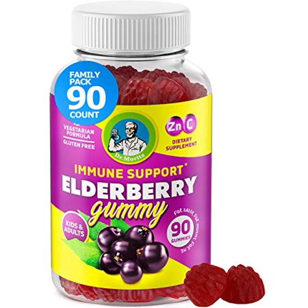 Elderberry Gummies for Kids and Adults (90 Count) - Natural Immune System Booster and Health Support with Black Sambucus Elderberries Extract - Vitamins C and Zinc Herbal Immunity Supplements - 672773663005