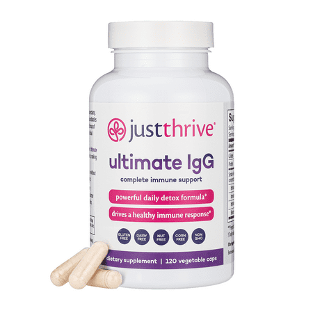 Just Thrive Ultimate IgG - Complete Gut Health and Immune Support - No Lactose Casein or Dairy 120 Vegetable Capsules - 674306989293