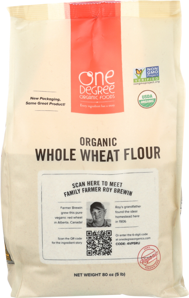 ONE DEGREE: Flour Whole Wheat Organic, 80 oz - 0675625103032