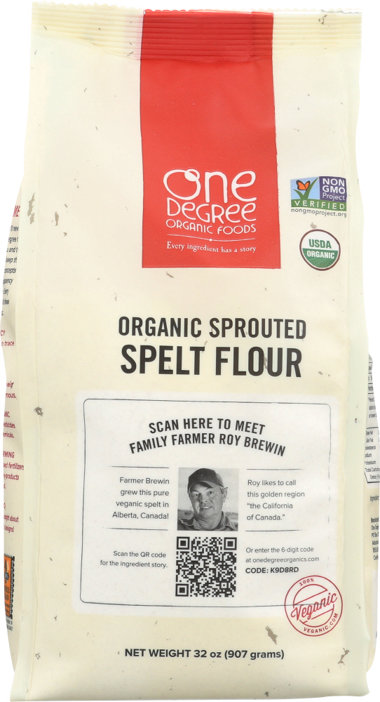 ONE DEGREE: Flour Spelt Sprouted, 32 oz - 0675625108631