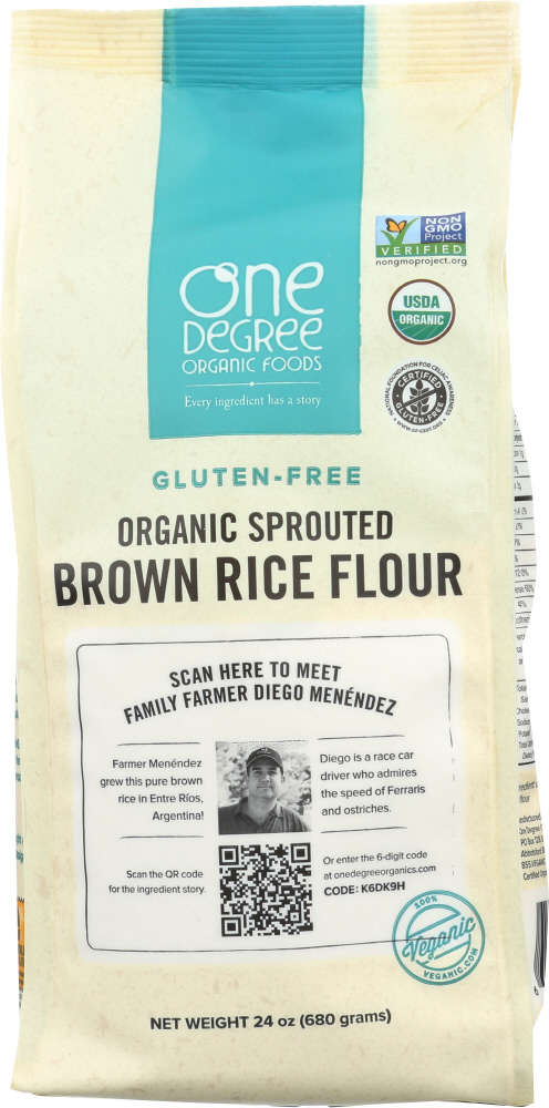 ONE DEGREE: Flour Brown Rice Sprouted Organic, 24 oz - 0675625127632