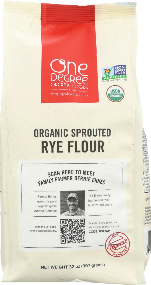 ONE DEGREE: Flour Rye Sprouted Organic, 32 oz - 0675625133633